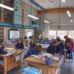 children in an art classroom