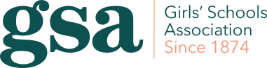 GSA logo: teal 'gsa' wordmark beside 'Girls' Schools Association Since 1874' with 'Since 1874' in orange.